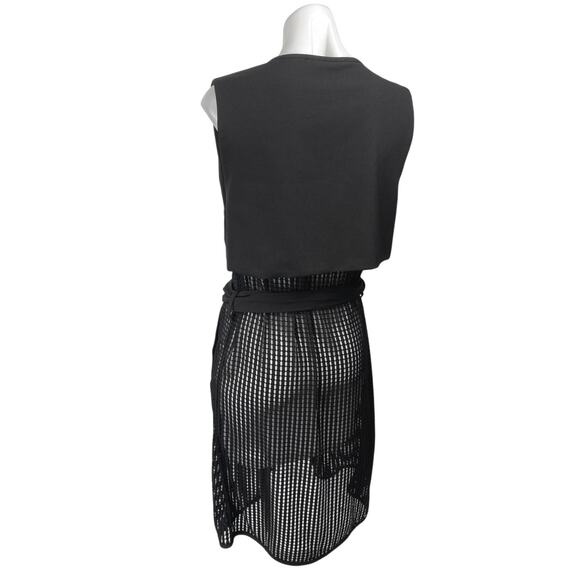 Decjuba Women's Black Sleeveless Belted Sheer Wrap Overcoat Jacket Size S/M - Picture 5 of 7